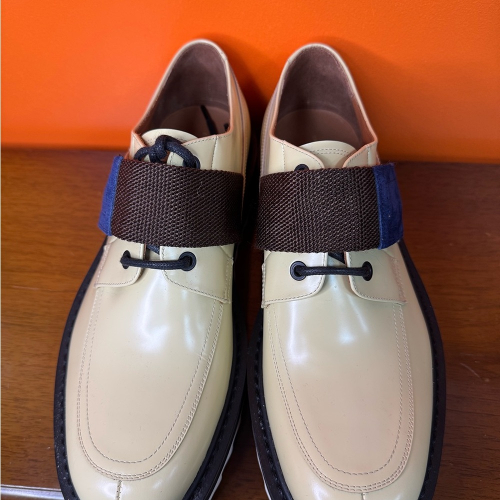 Dries Van Noten yellow leather and brown strap oxford - Picture 3 of 5